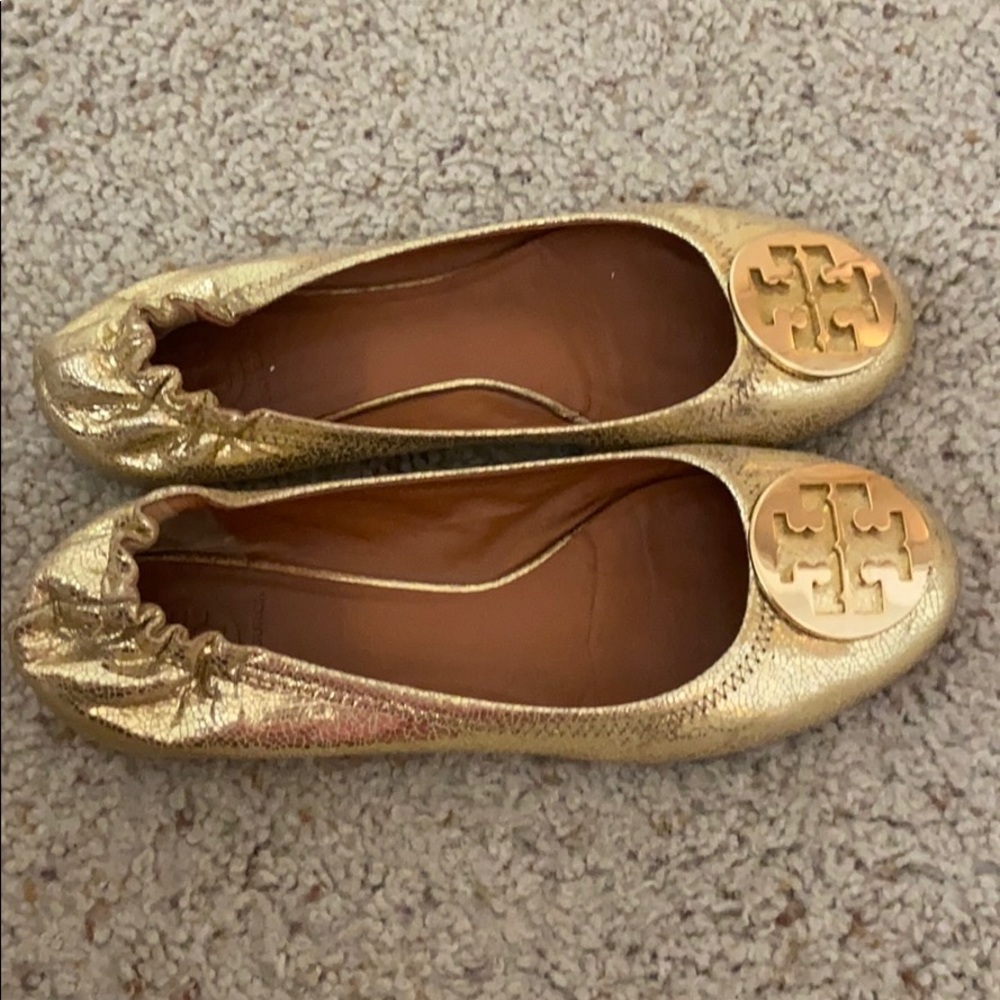 Tory Burch Gold Flats